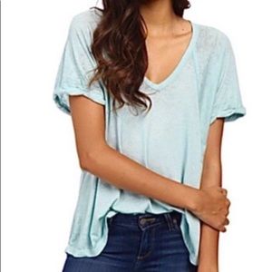 Free People Free Fallin Mint Teal Tshirt Vneck